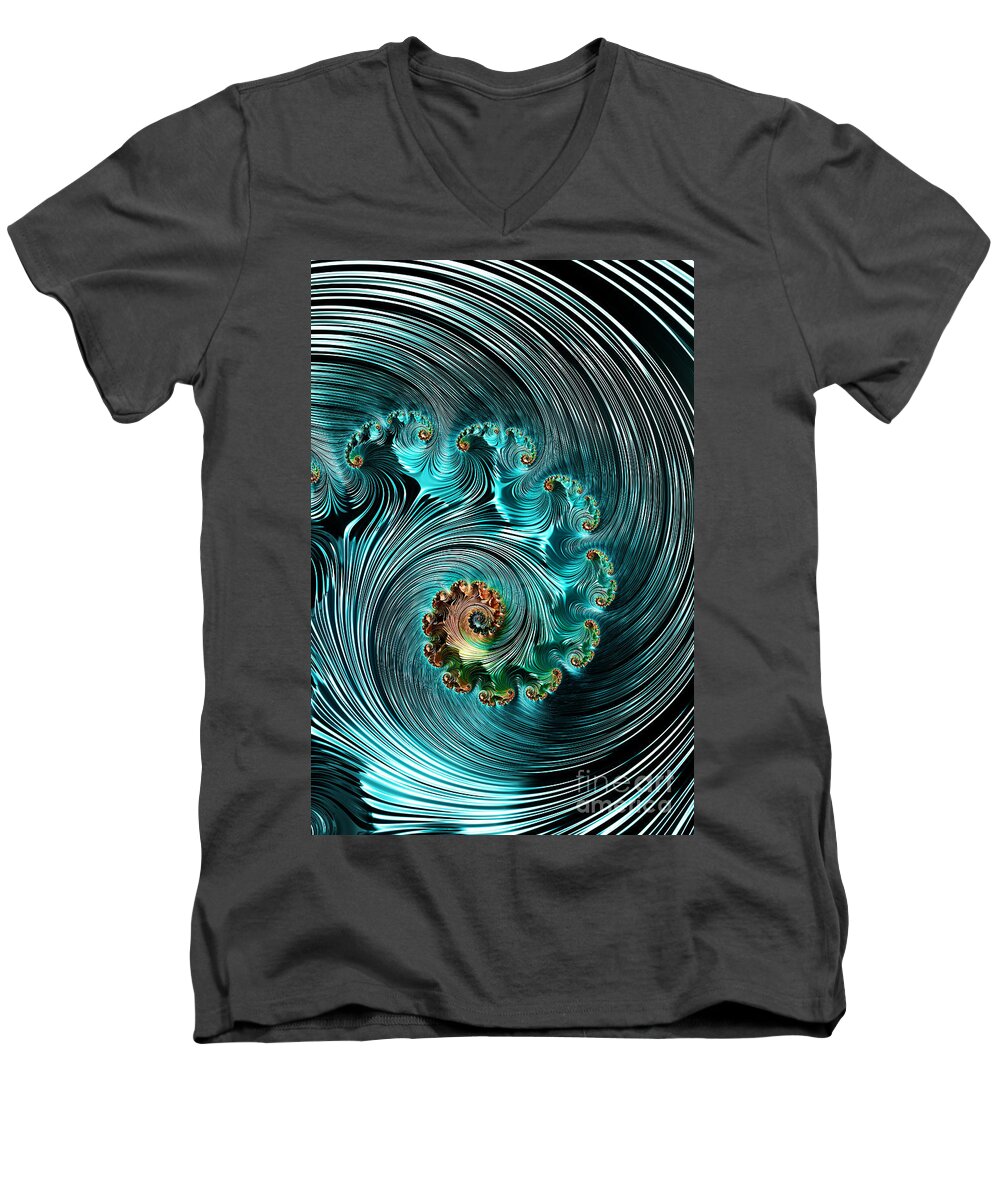 Fractal Men's V-Neck T-Shirt featuring the digital art Hurricane by Steve Purnell