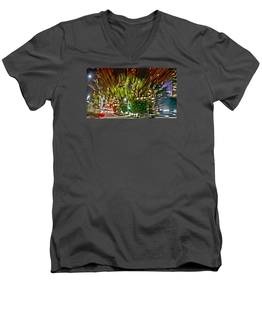 Hurry Up - In L.a. Men's V-Neck T-Shirt featuring the photograph hurry up - in L.A. by Kenneth James