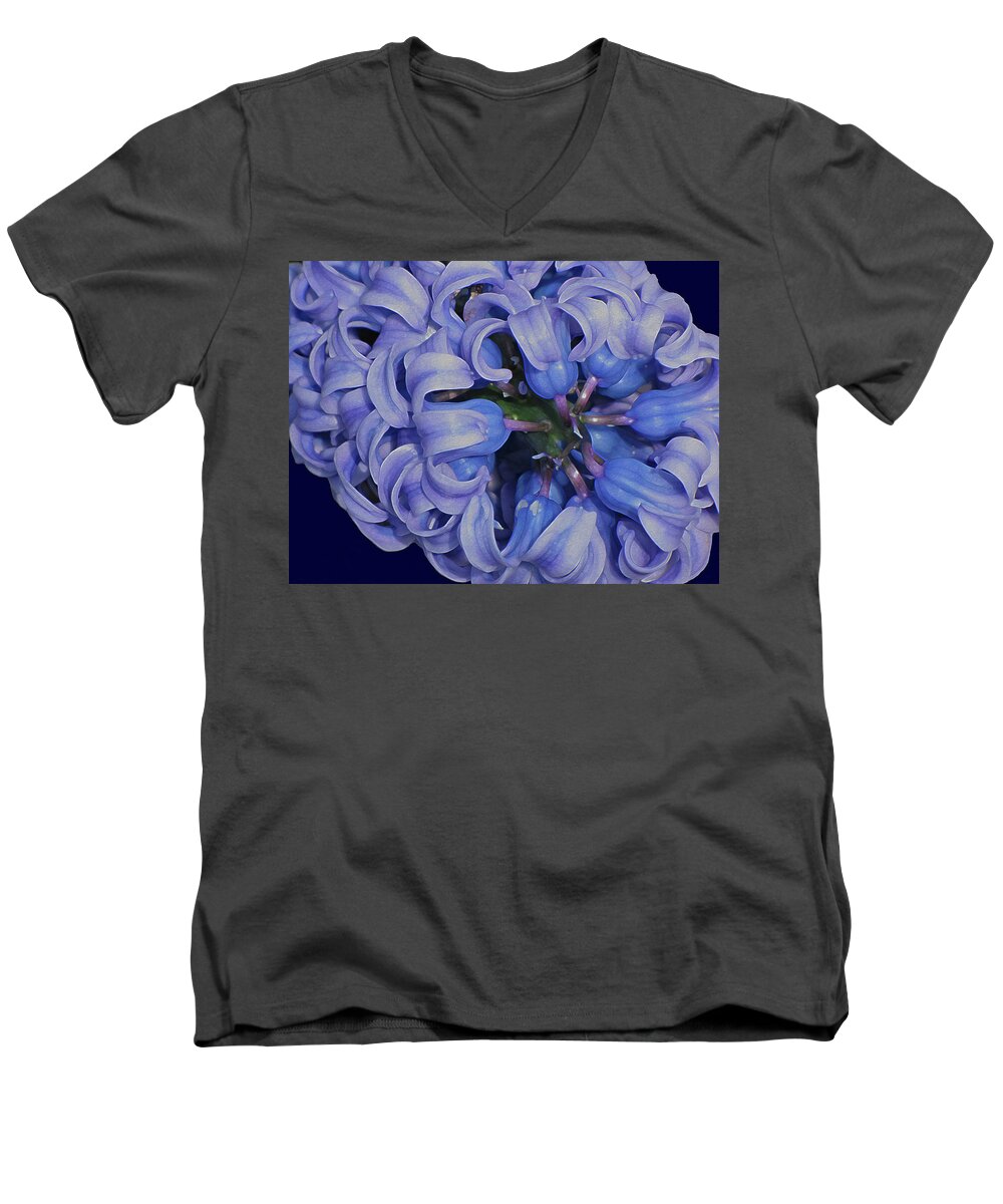 Flower Men's V-Neck T-Shirt featuring the digital art Hyacinth Curls by Lynda Lehmann
