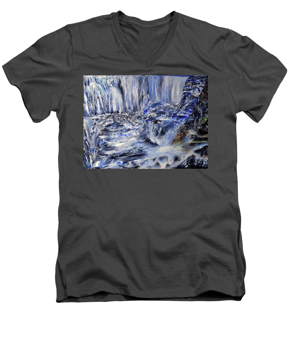 Landscape Men's V-Neck T-Shirt featuring the painting Iced by Terry R MacDonald