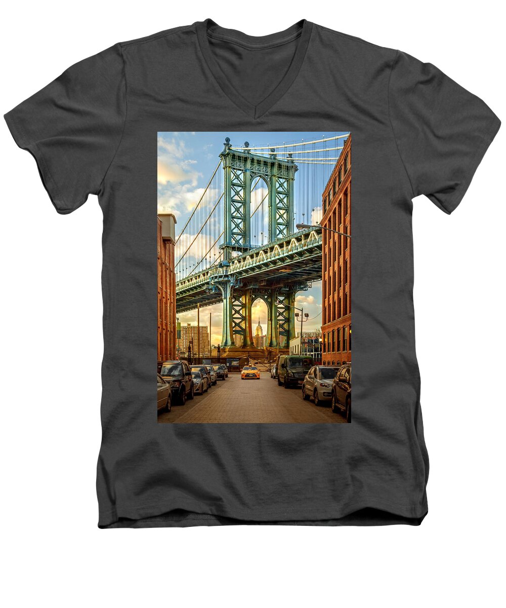 New York City Men's V-Neck T-Shirt featuring the photograph Iconic Manhattan by Az Jackson