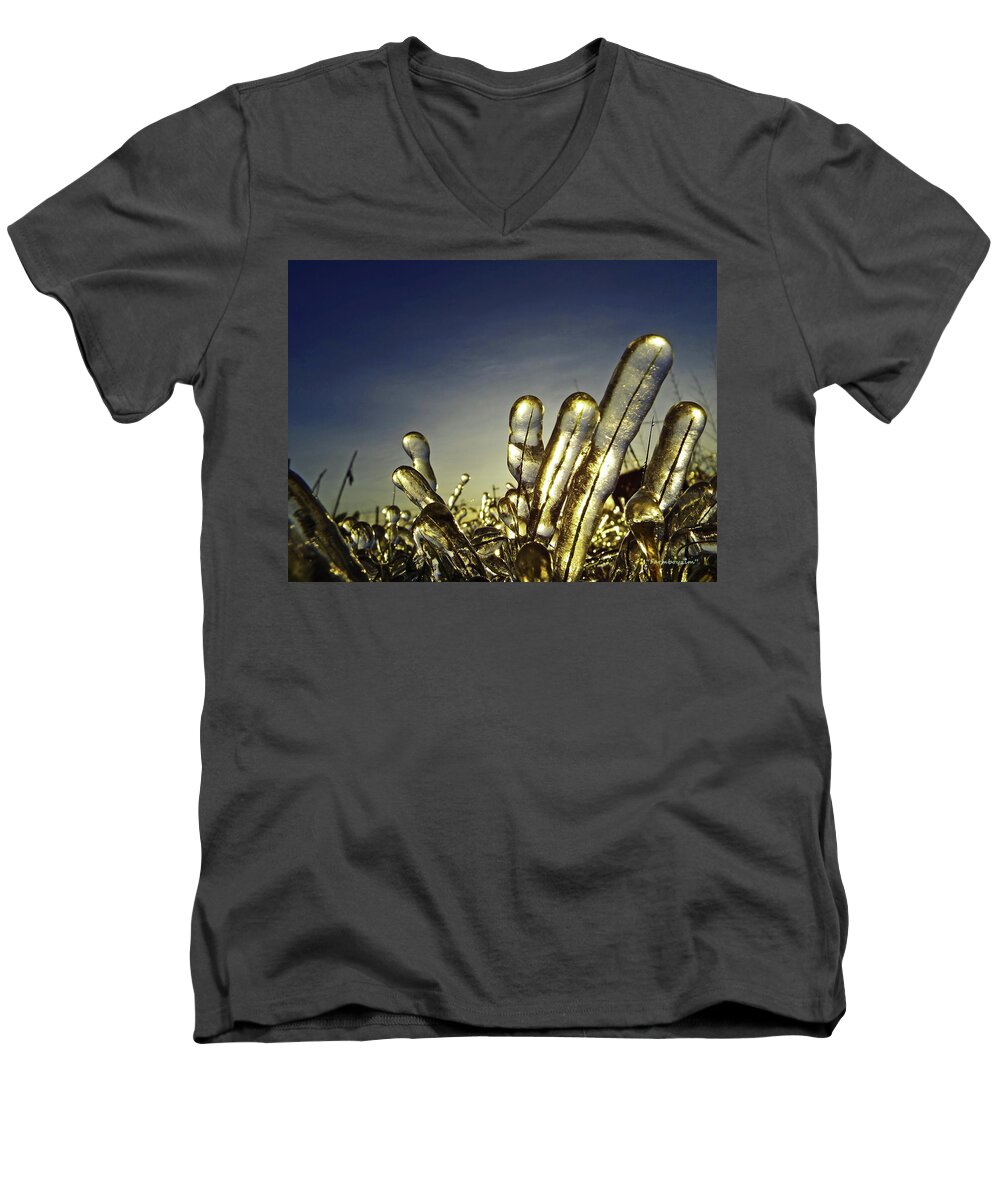 Nature Men's V-Neck T-Shirt featuring the photograph Icy Lawn by Harold Zimmer