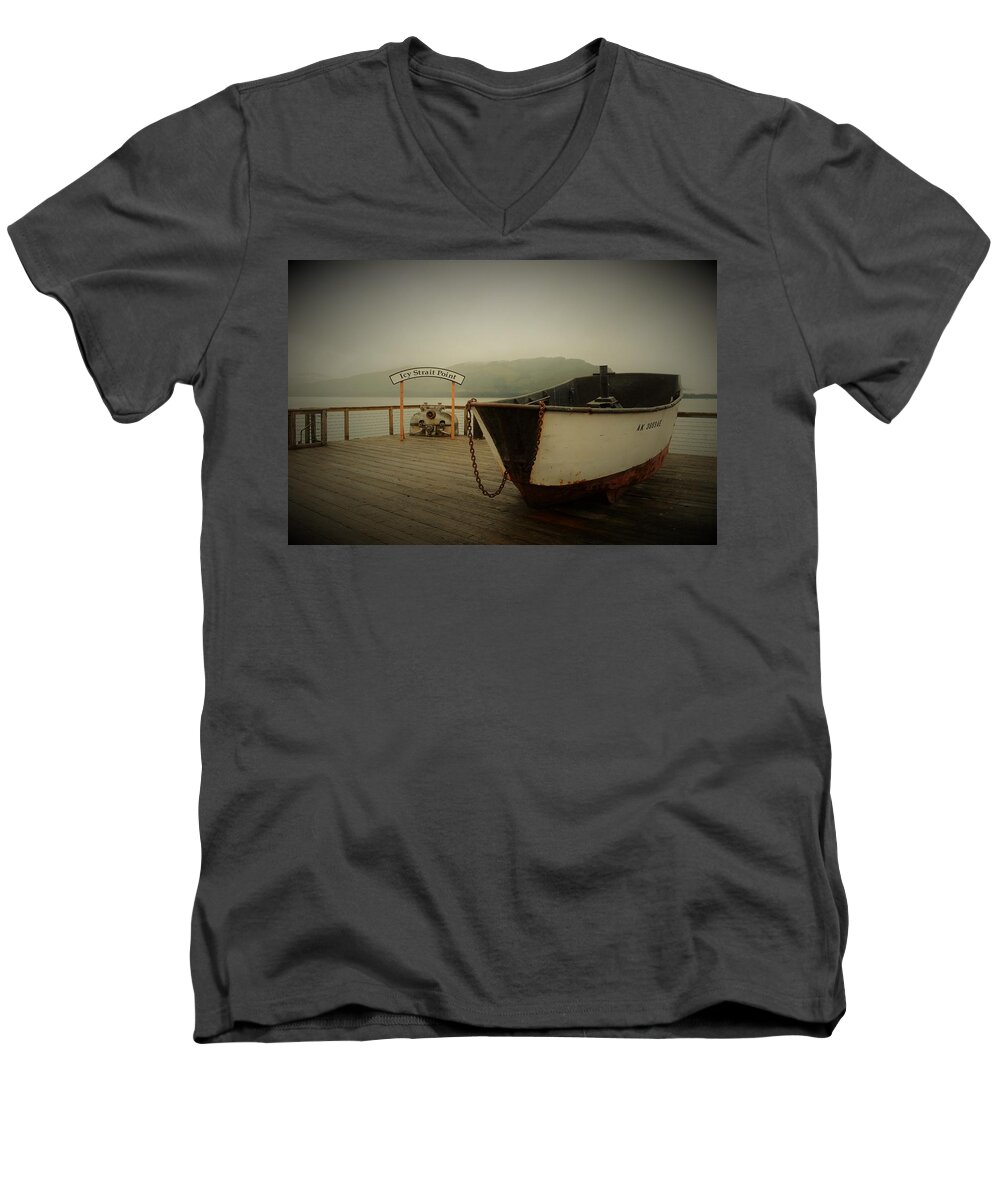 Alaska Men's V-Neck T-Shirt featuring the photograph Icy Strait Point boat by Cheryl Hoyle