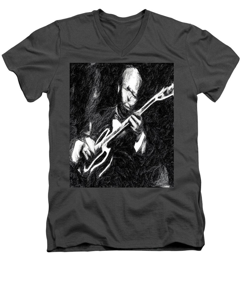 Blues Men's V-Neck T-Shirt featuring the photograph I'll Play the Blues for You by Terry Fiala