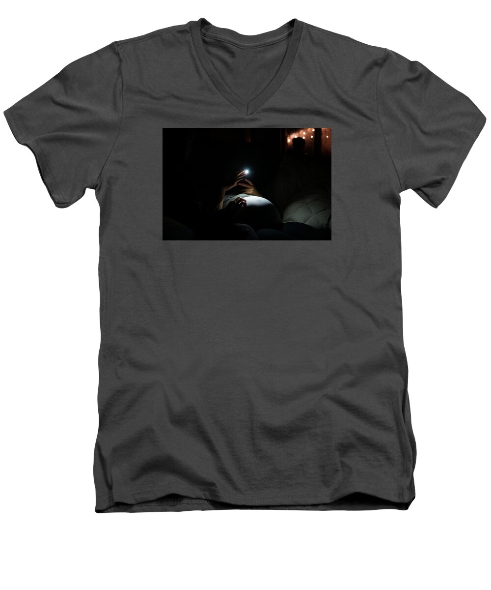 People Men's V-Neck T-Shirt featuring the photograph Illumination by David Ralph Johnson