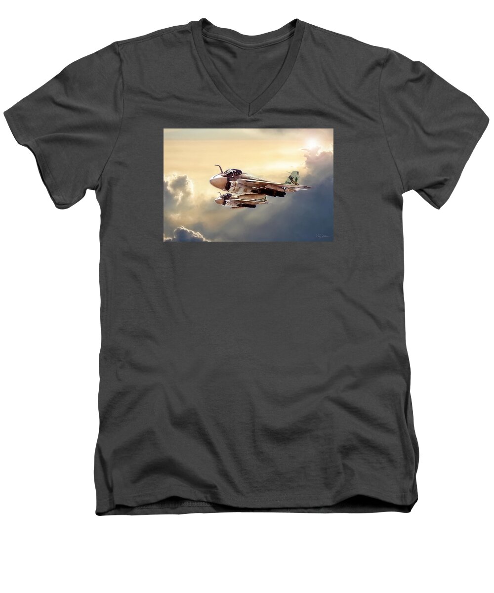 Aviation Men's V-Neck T-Shirt featuring the digital art Impending Intrusion by Peter Chilelli