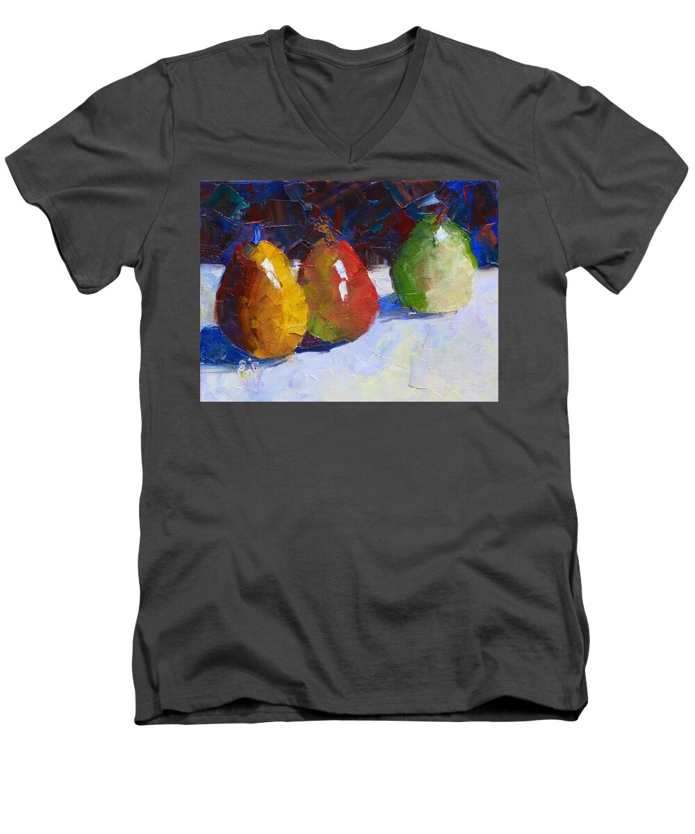 Still Life Men's V-Neck T-Shirt featuring the painting In A Row by Susan Woodward