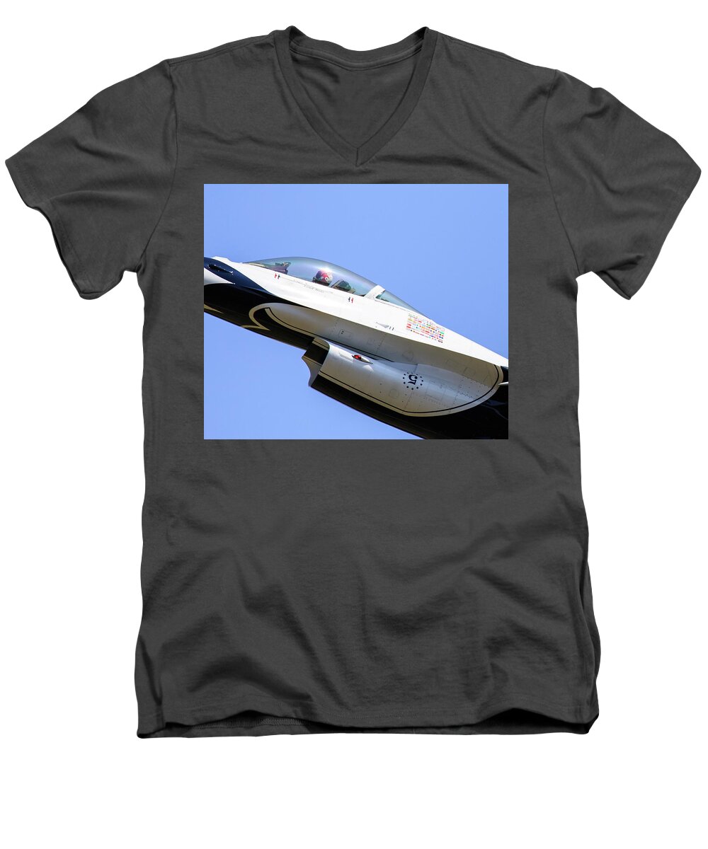 Air Show Men's V-Neck T-Shirt featuring the photograph In the Cockpit by Charles Hite