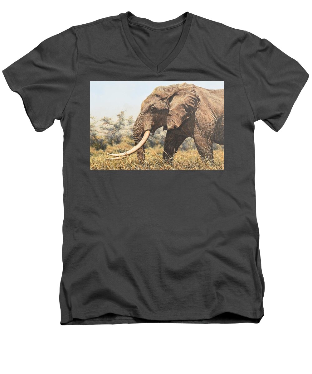 Wildlife Paintings Men's V-Neck T-Shirt featuring the painting In the Footsteps of Elders by Alan M Hunt