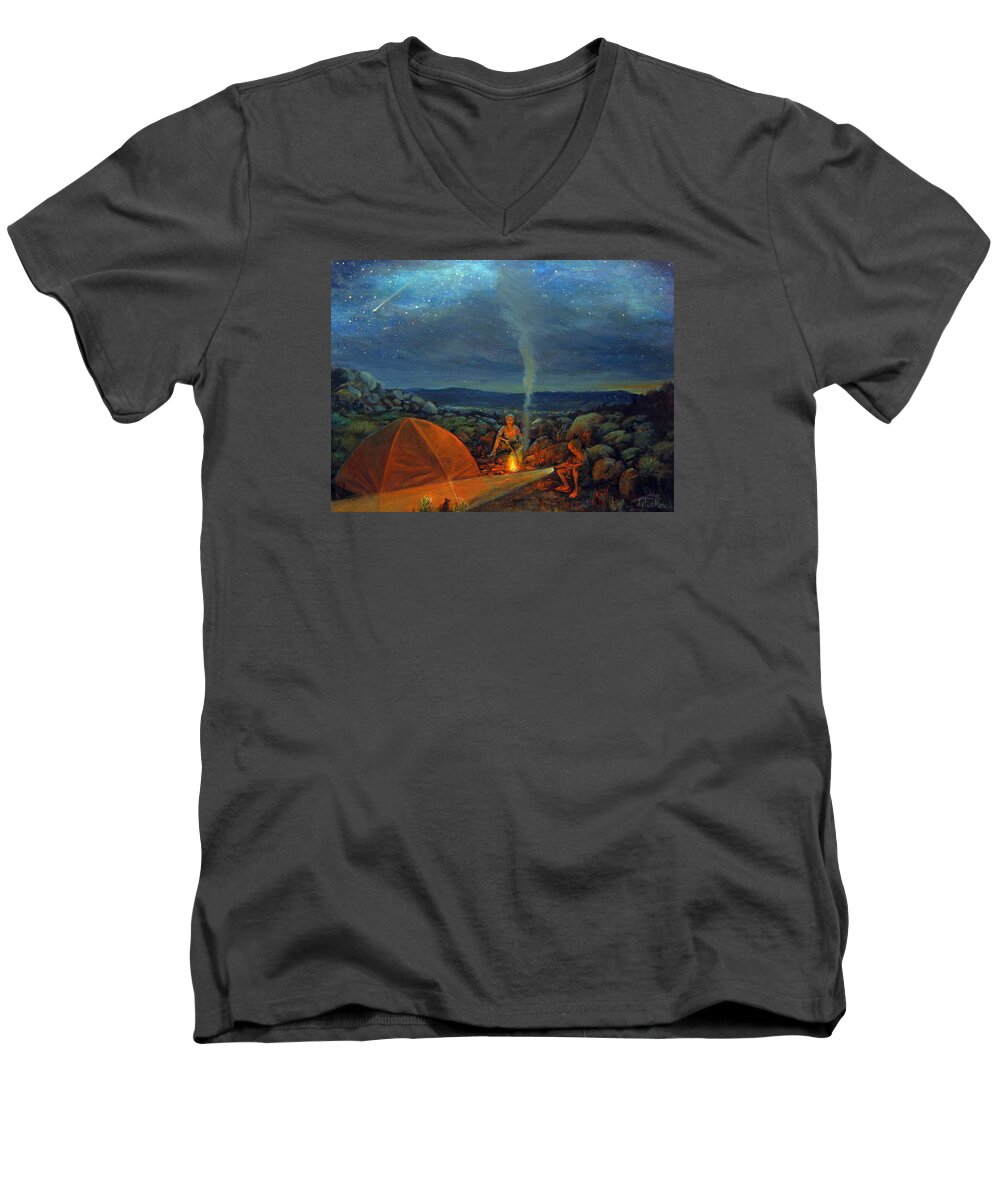 Nature Men's V-Neck T-Shirt featuring the painting In the Spotlight by Donna Tucker