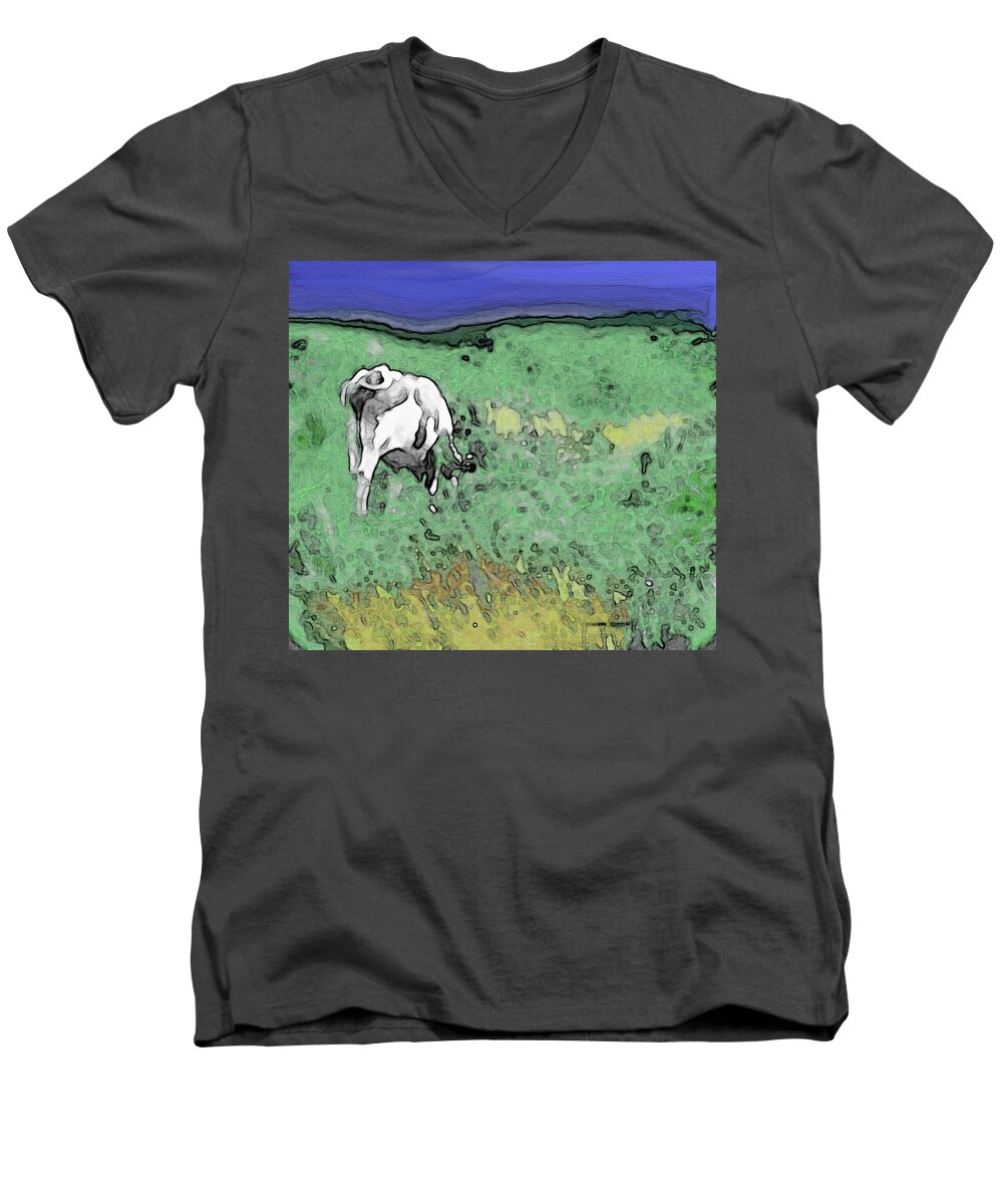 Abstract Men's V-Neck T-Shirt featuring the photograph In the Sweet Fields by Lenore Senior