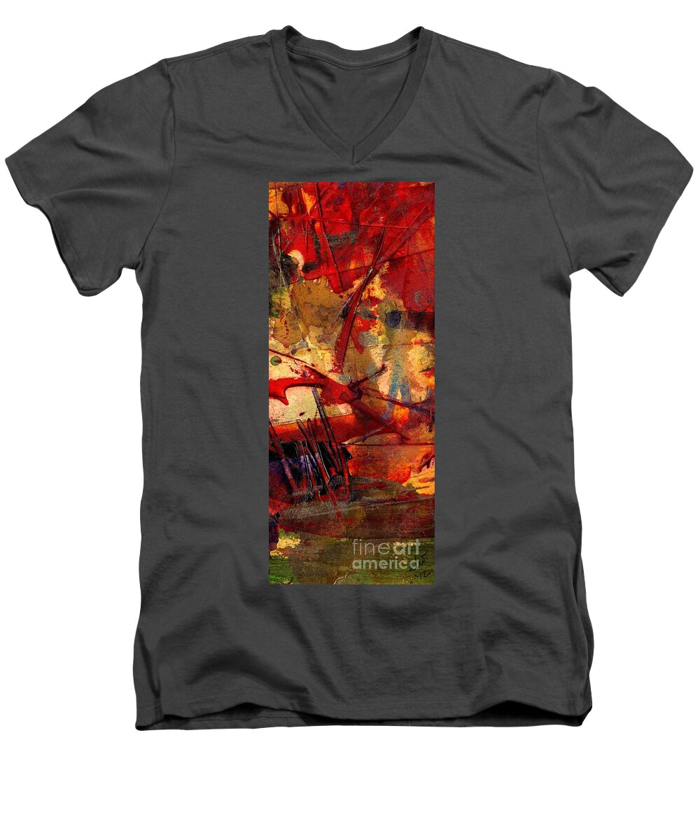 Acrylic Men's V-Neck T-Shirt featuring the painting In Wisdom Valley by Angela L Walker