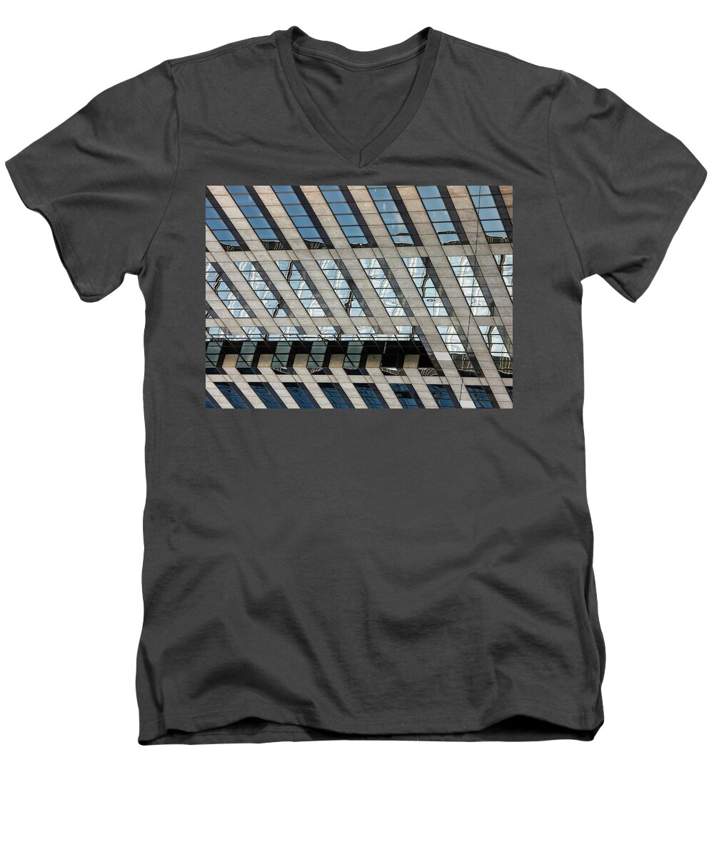Abstract Men's V-Neck T-Shirt featuring the photograph Indianapolis Downtown by Michael Nowotny