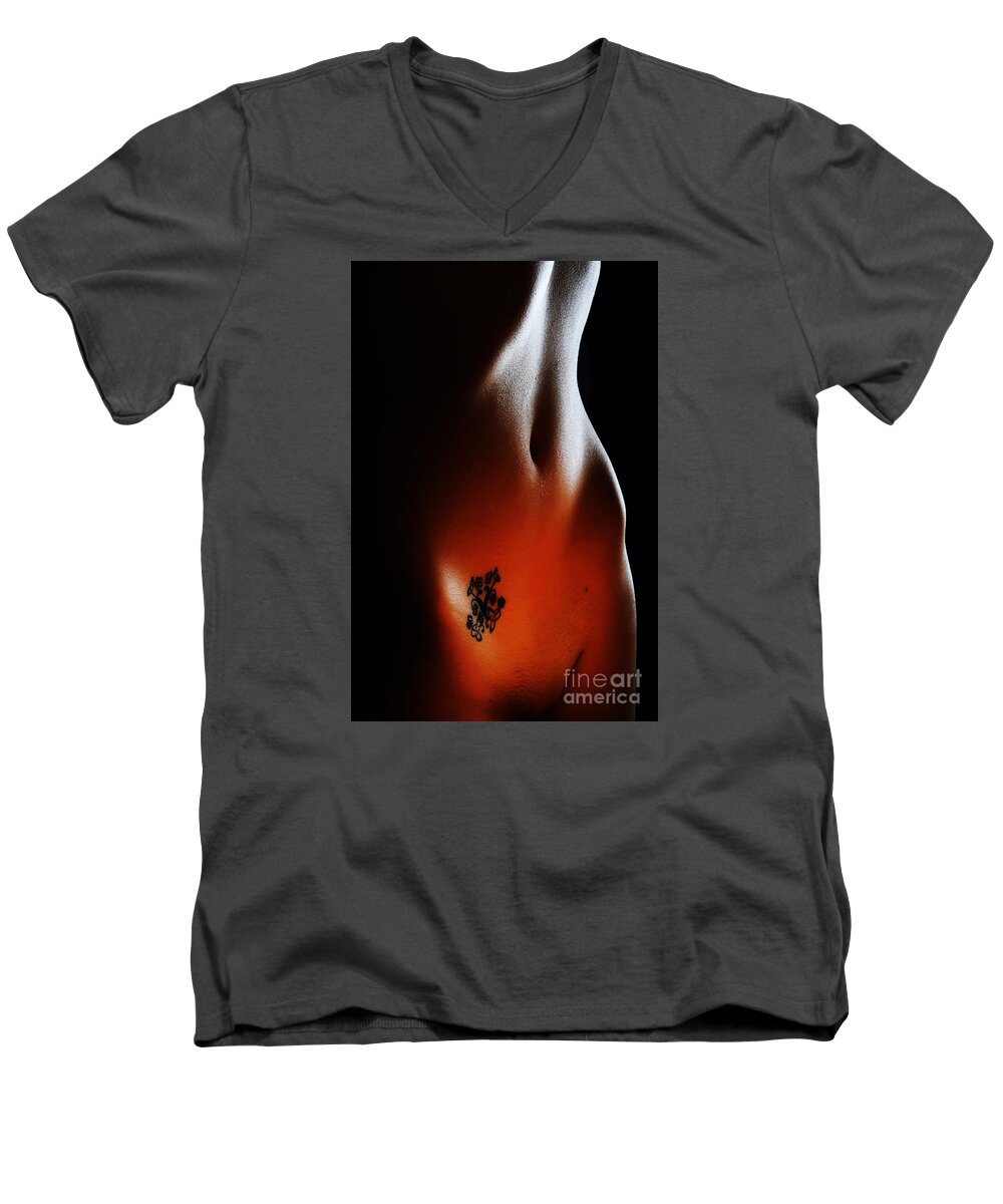 Artistic Men's V-Neck T-Shirt featuring the photograph Inner Flame by Robert WK Clark