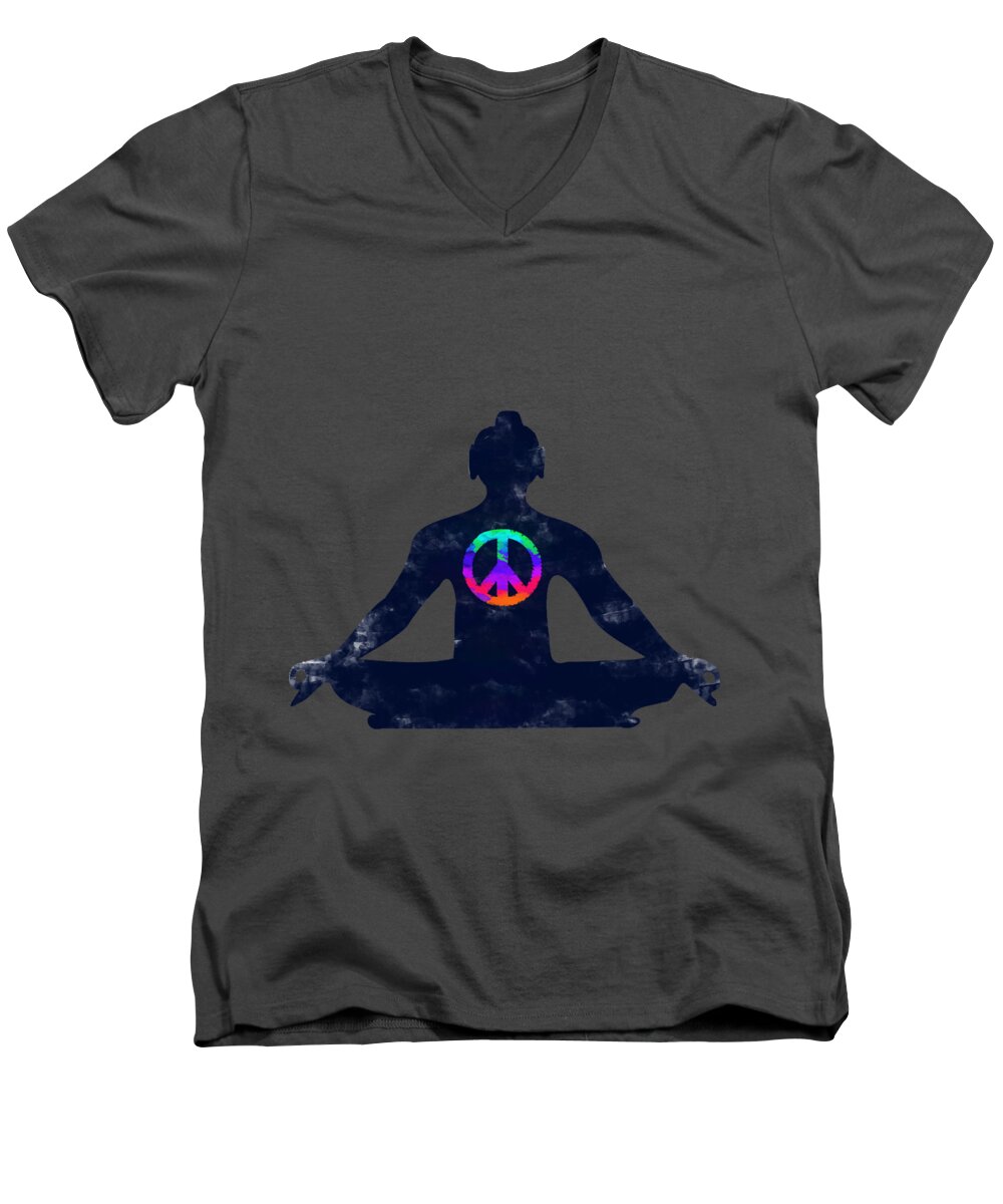 Buddha Men's V-Neck T-Shirt featuring the digital art Inner peace by Keshava Shukla