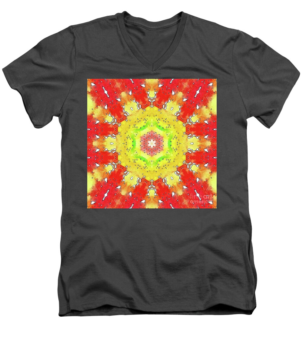 Kaleidoscope Men's V-Neck T-Shirt featuring the digital art Inner Wisdom by Tracey Lee Cassin