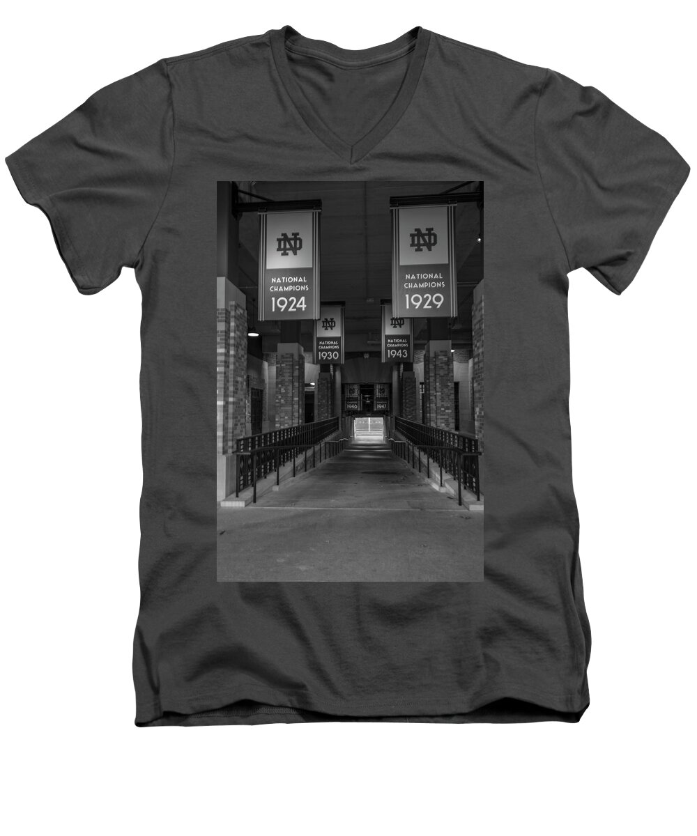 American University Men's V-Neck T-Shirt featuring the photograph Inside Notre Dame Football Stadium  by John McGraw