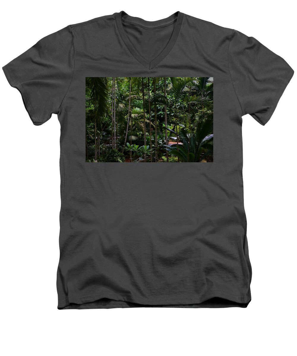 Woods Men's V-Neck T-Shirt featuring the photograph Into the woods by Camille Lopez