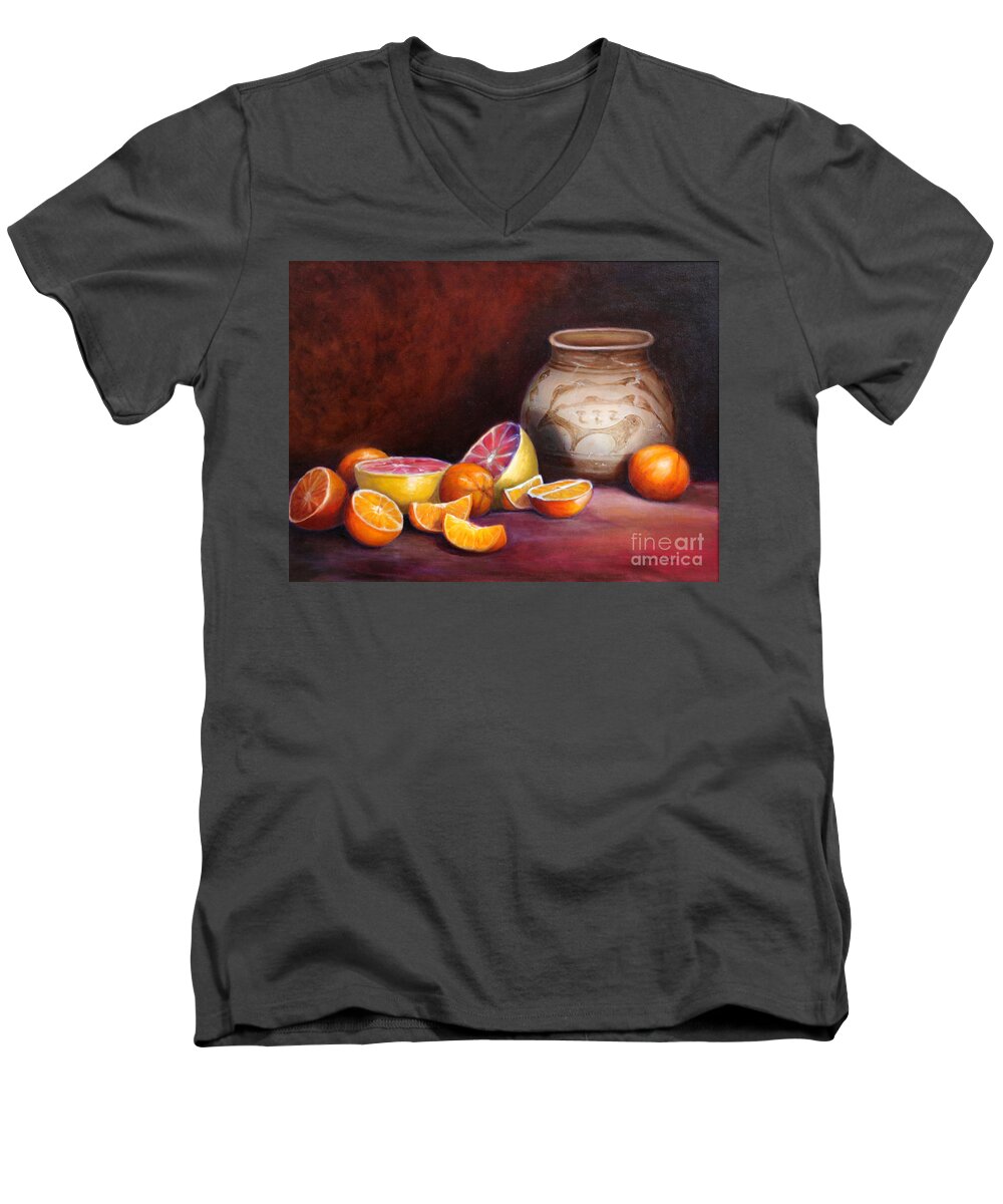 Still Life Paintings Men's V-Neck T-Shirt featuring the painting Iranian Still Life by Portraits By NC