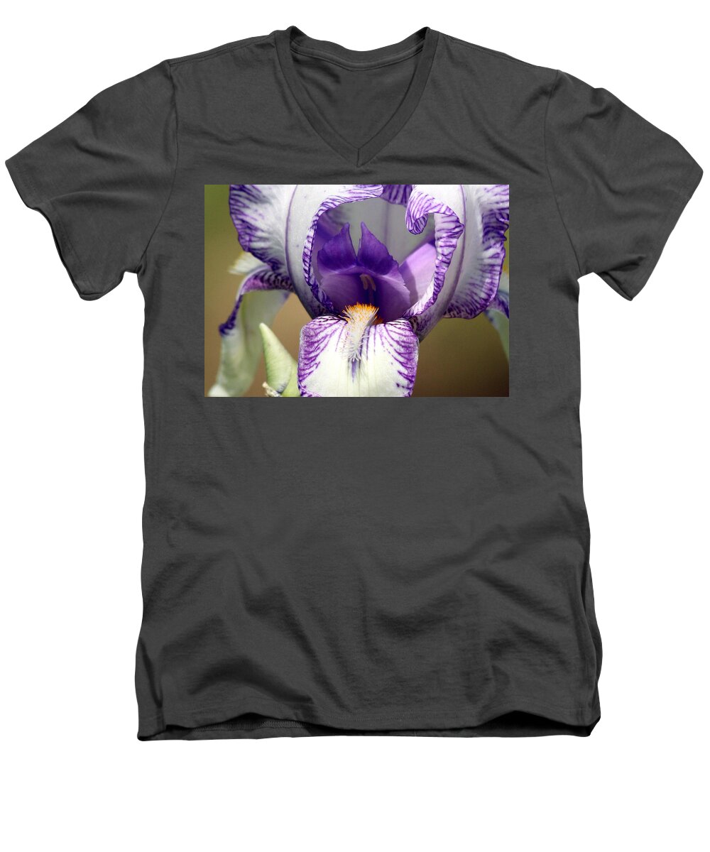 Nature Men's V-Neck T-Shirt featuring the photograph Iris Close-Up by Sheila Brown