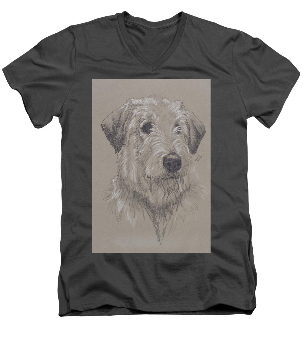 Purebred Men's V-Neck T-Shirt featuring the drawing Irish Wolfhound in Graphite by Barbara Keith
