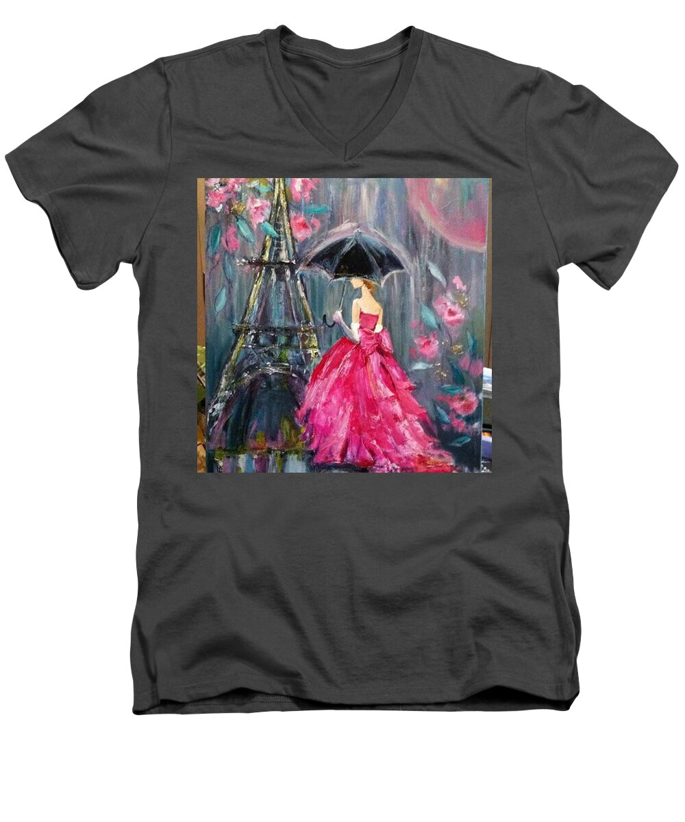 Pink Men's V-Neck T-Shirt featuring the photograph It's Raining In #california ! This by Jennifer Beaudet