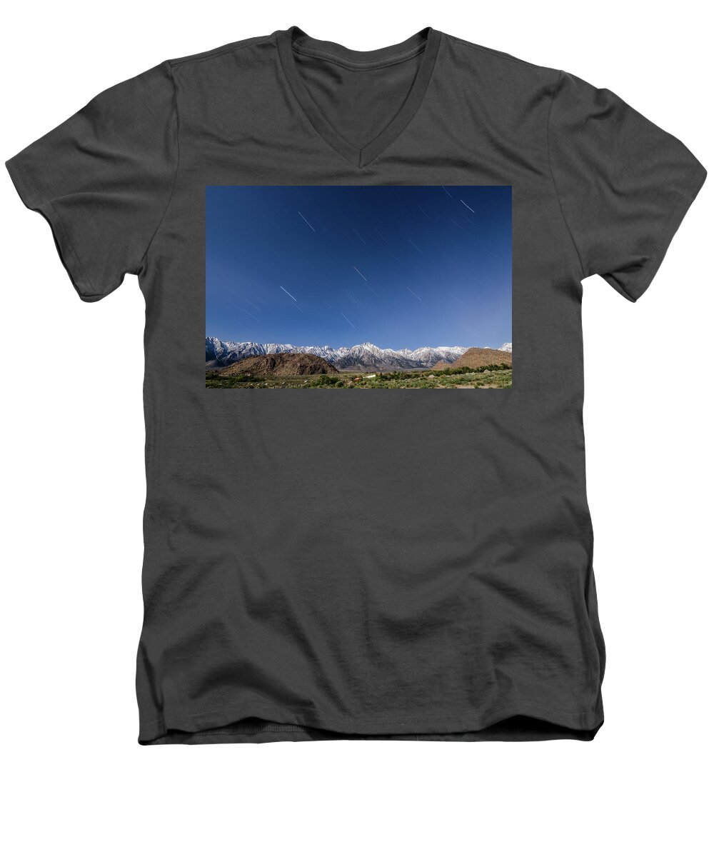 California Men's V-Neck T-Shirt featuring the photograph It's Raining Stars by Margaret Pitcher