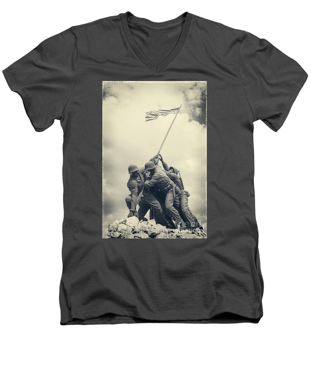 Iwo Jima Men's V-Neck T-Shirt featuring the photograph Iwo Jima Monument by Imagery by Charly