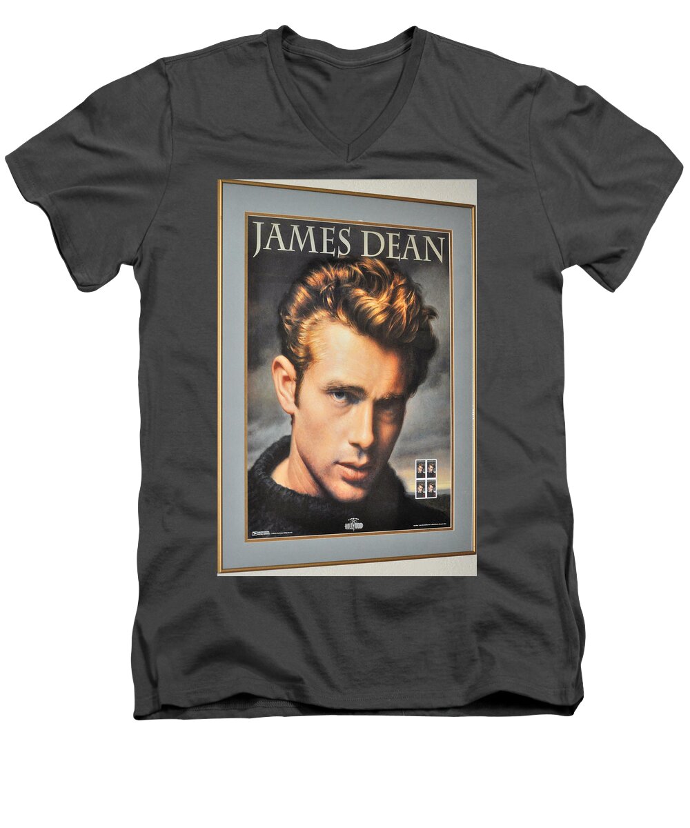 Actor Men's V-Neck T-Shirt featuring the photograph James Dean Hollywood Legend by Jay Milo