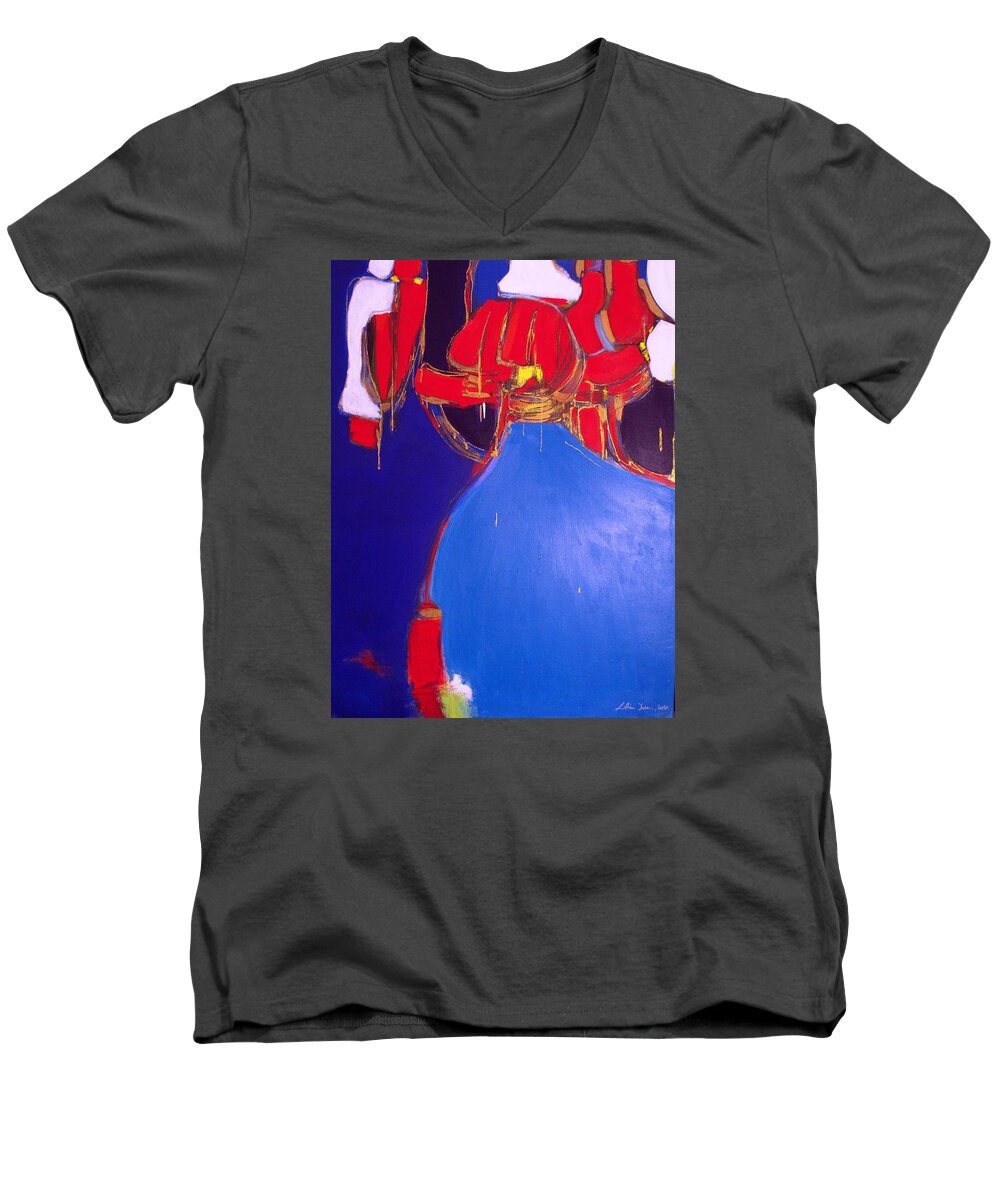  Men's V-Neck T-Shirt featuring the painting JAR by Lilliana Didovic