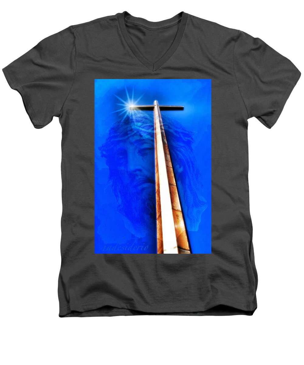 St. Augustine Cross Men's V-Neck T-Shirt featuring the photograph Jesus Wept by Joseph Desiderio