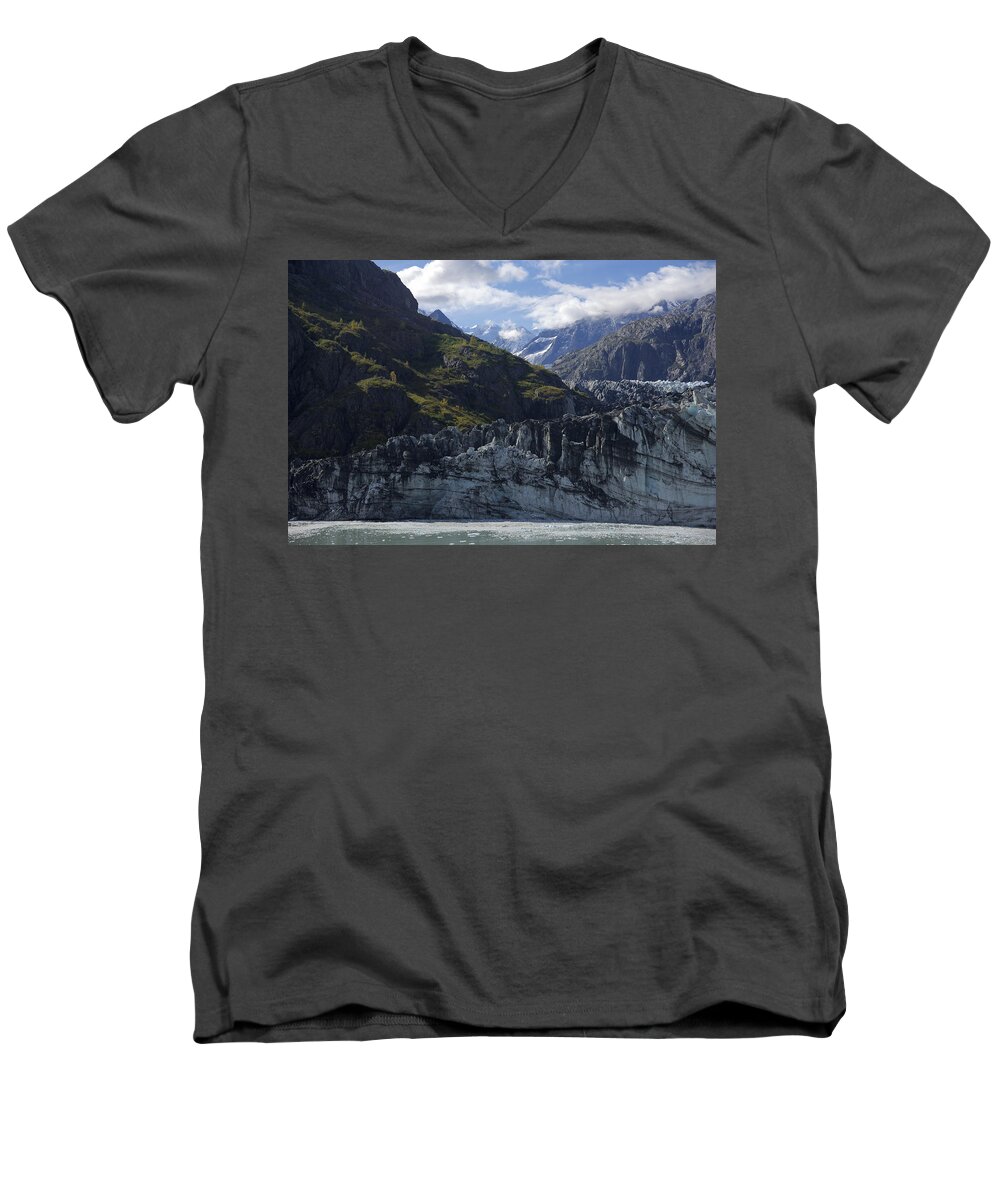 Glacier Men's V-Neck T-Shirt featuring the photograph John Hopkins Glacier 15 by Richard J Cassato