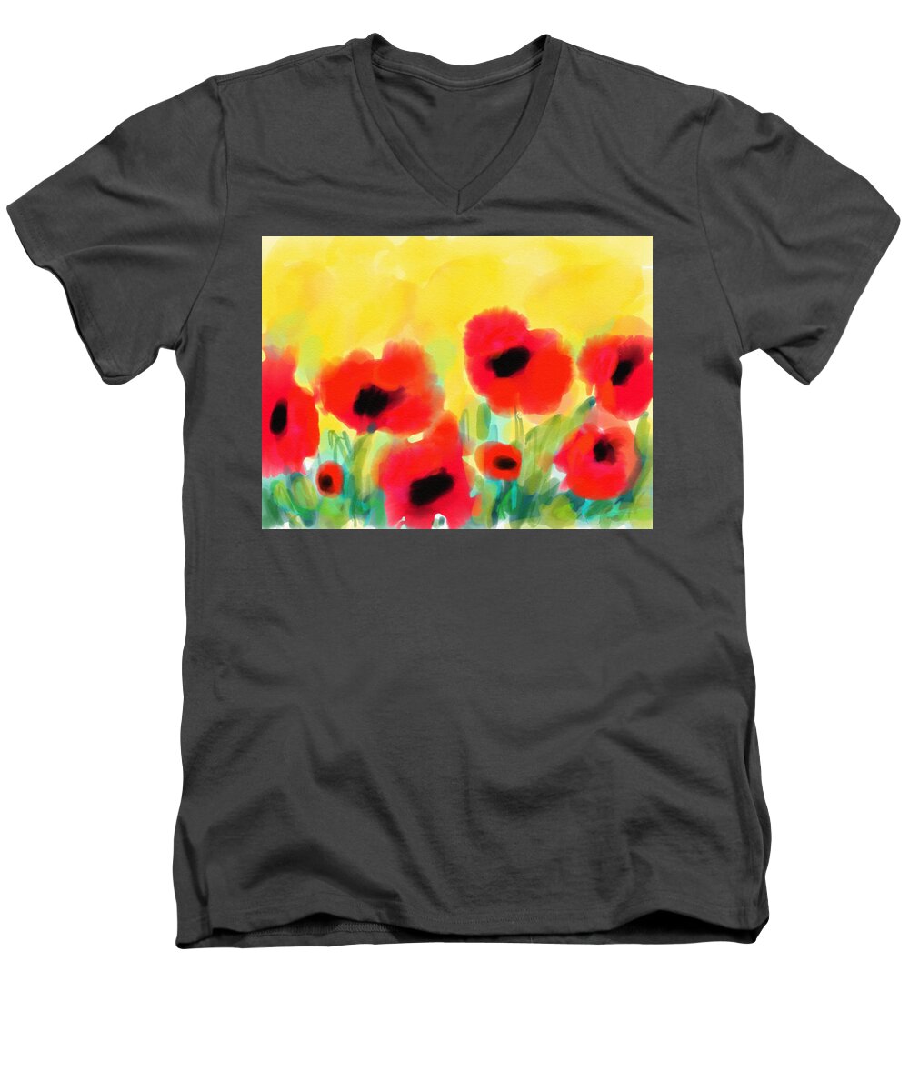 Poppies Men's V-Neck T-Shirt featuring the digital art Just poppies by Cristina Stefan