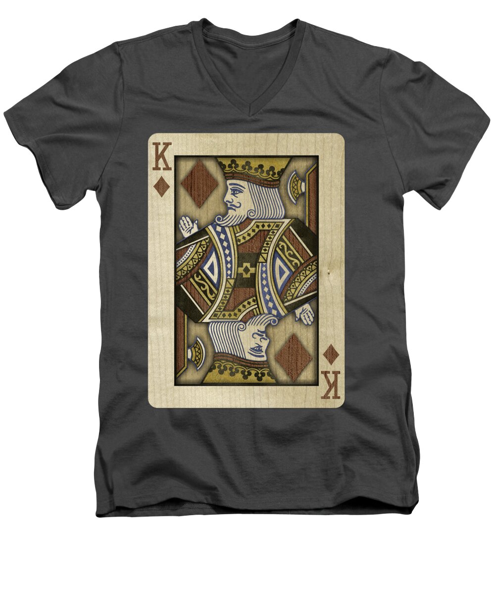 Boards Men's V-Neck T-Shirt featuring the photograph King of Diamonds in Wood by YoPedro