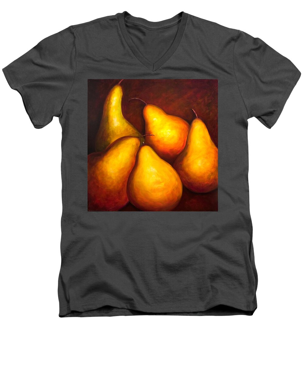 Still Life Yellow Men's V-Neck T-Shirt featuring the painting La Familia by Shannon Grissom