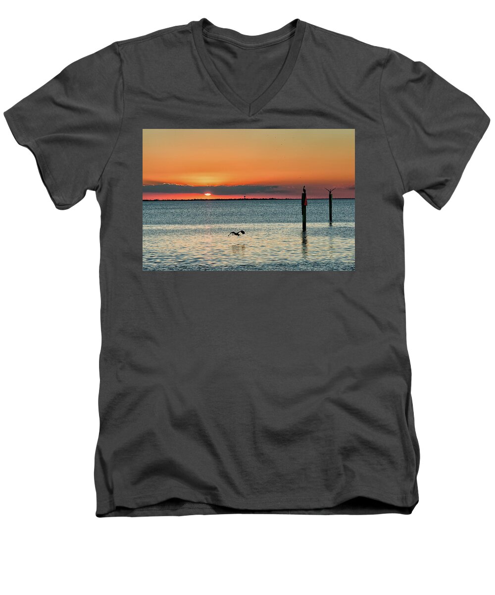 Beautiful Sunset Men's V-Neck T-Shirt featuring the photograph Laguna Vista Sunset by Victor Culpepper