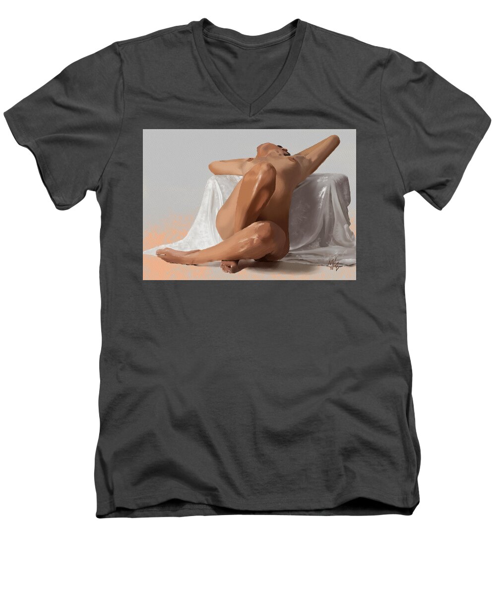 Acrylics Men's V-Neck T-Shirt featuring the digital art Laid Back by Mal-Z