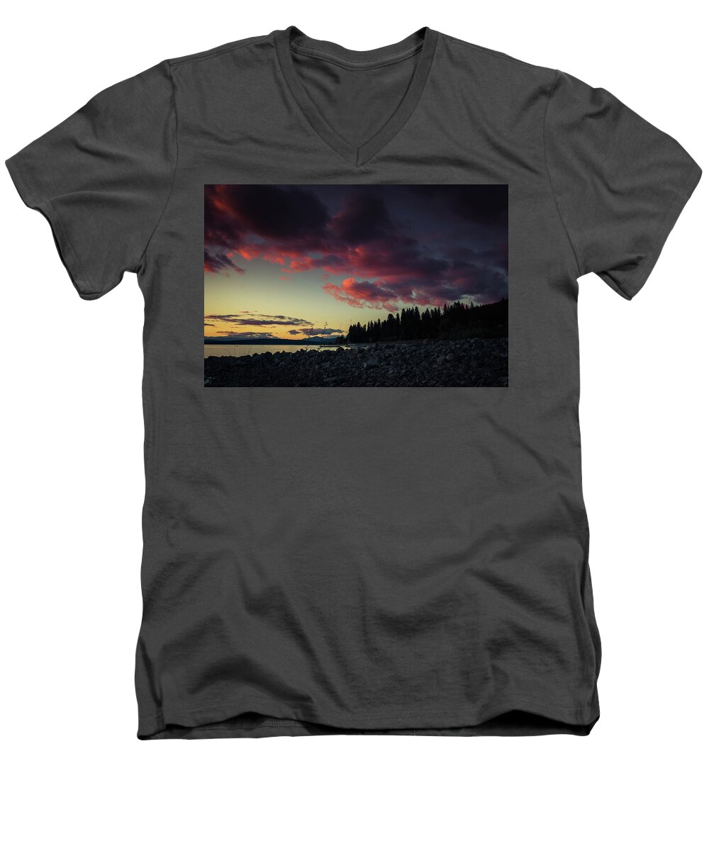 Moody Men's V-Neck T-Shirt featuring the photograph Lake Dreams by Jan Davies