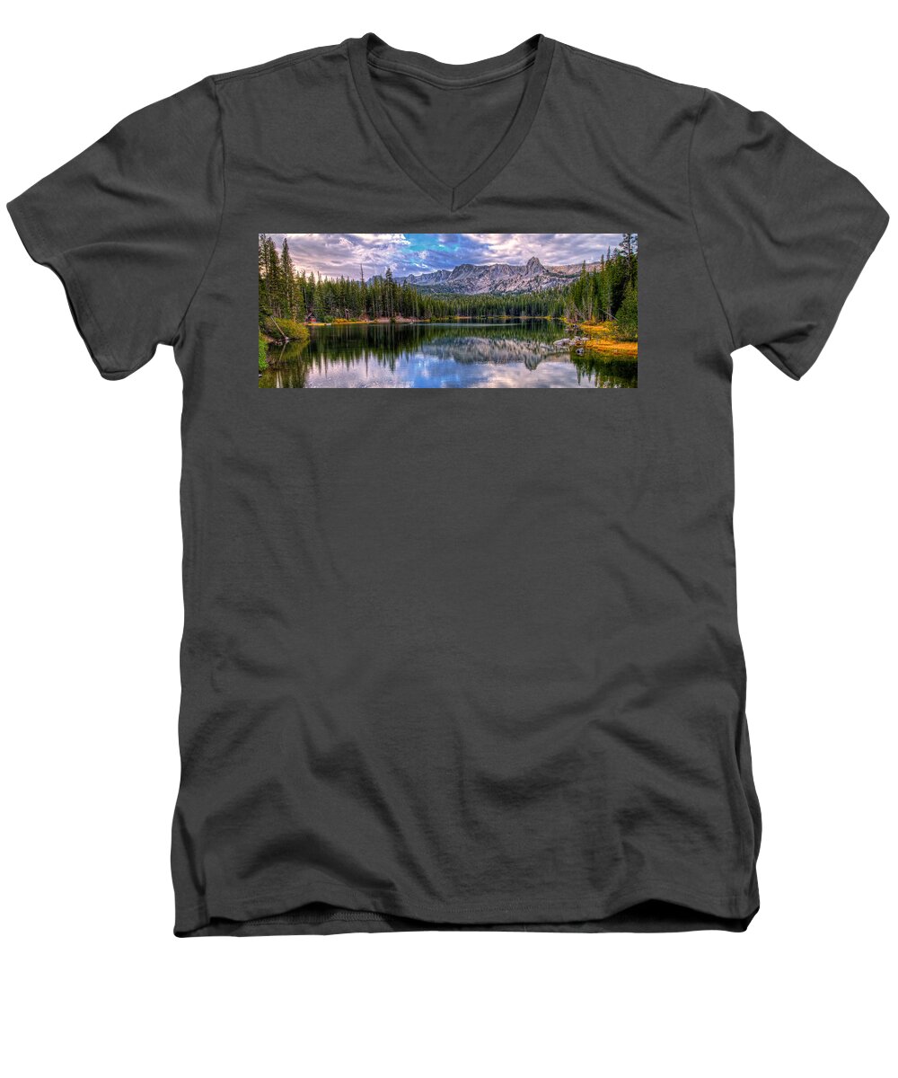Panorama Men's V-Neck T-Shirt featuring the photograph Lake Mamie Panorama by Lynn Bauer