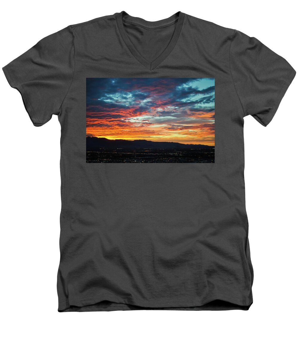 High Roller Men's V-Neck T-Shirt featuring the photograph Las Vegas Sunset by Kyle Hanson