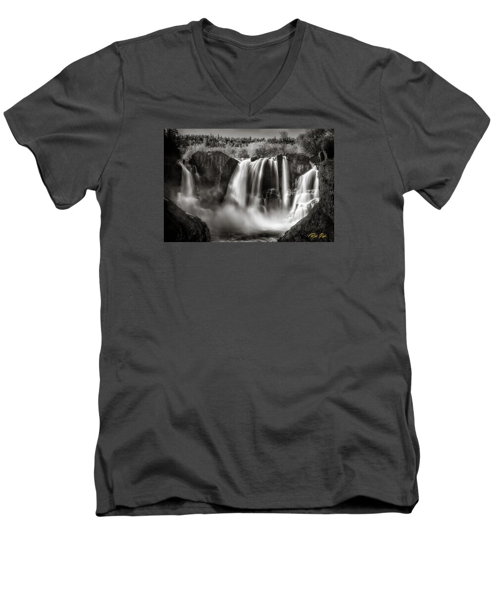 Atmosphere Men's V-Neck T-Shirt featuring the photograph Late afternoon at the High Falls by Rikk Flohr