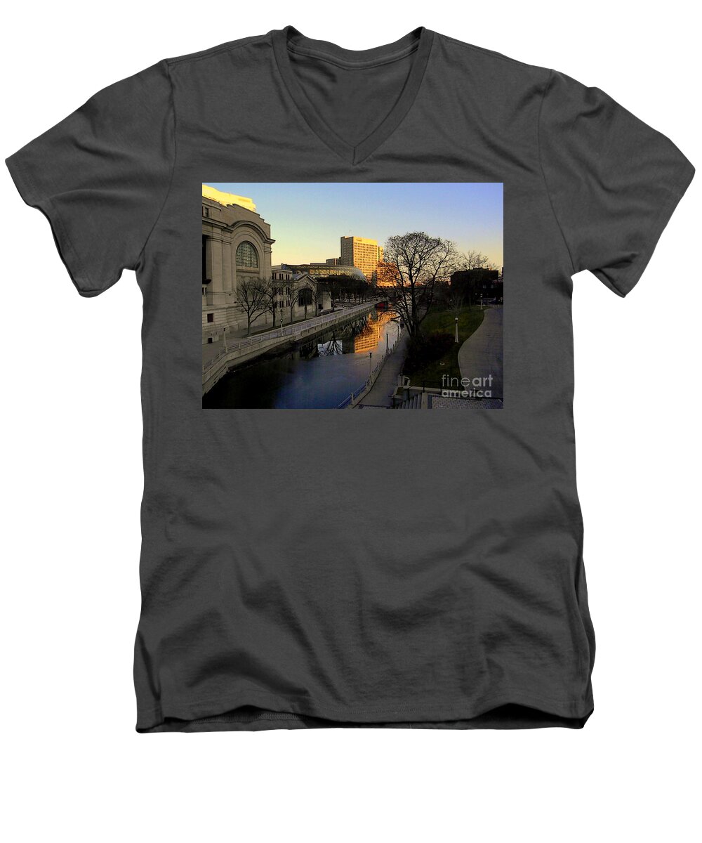 Ottawa Men's V-Neck T-Shirt featuring the photograph Le Rideau, by Elfriede Fulda