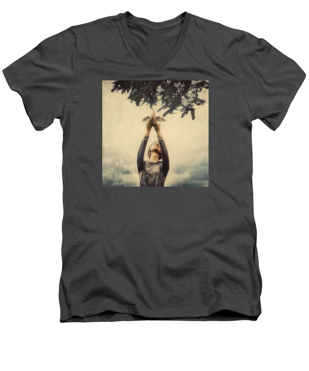 Letting Go Men's V-Neck T-Shirt featuring the photograph Letting Go by Gia Marie Houck