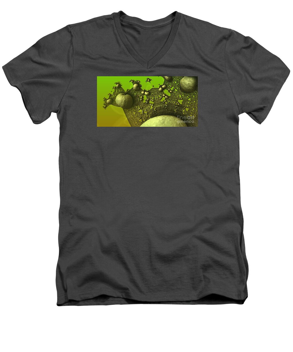 Fractal Men's V-Neck T-Shirt featuring the digital art Lettuce Have Escargot by Jon Munson II