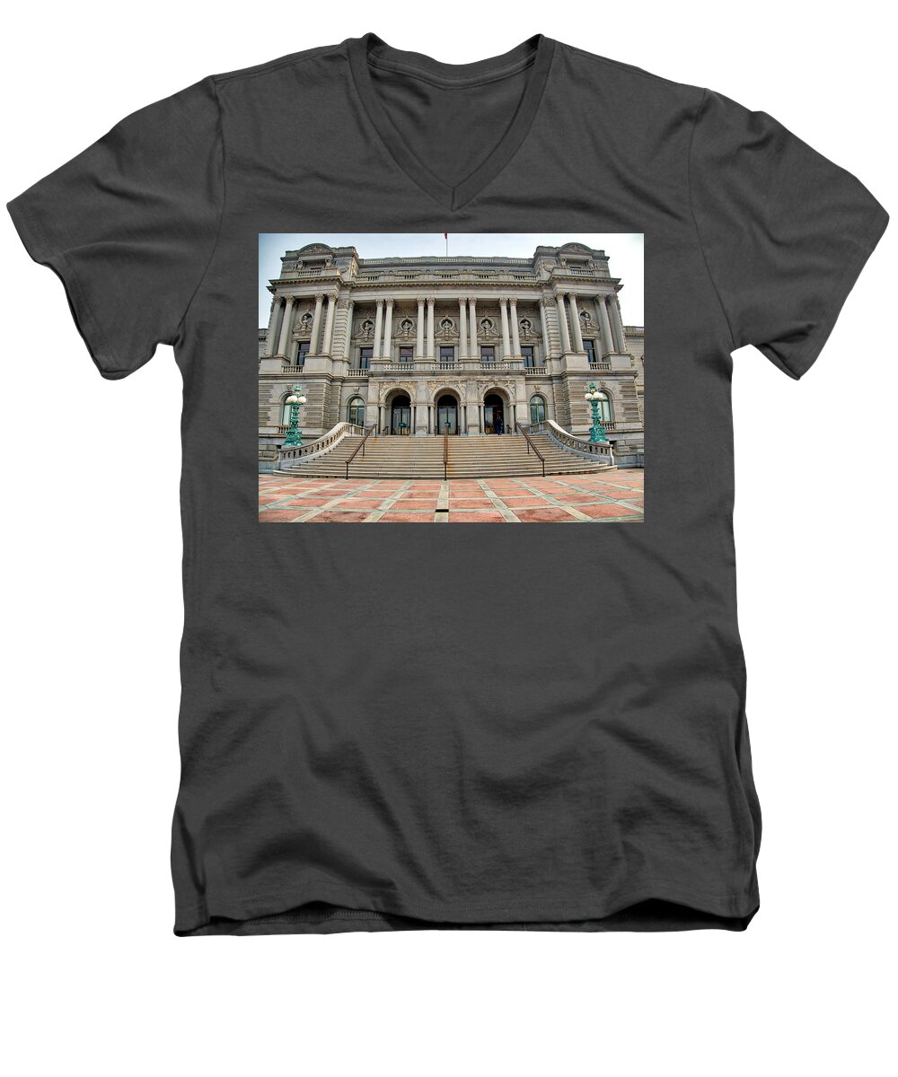 Library Men's V-Neck T-Shirt featuring the photograph Library of Congress by Farol Tomson