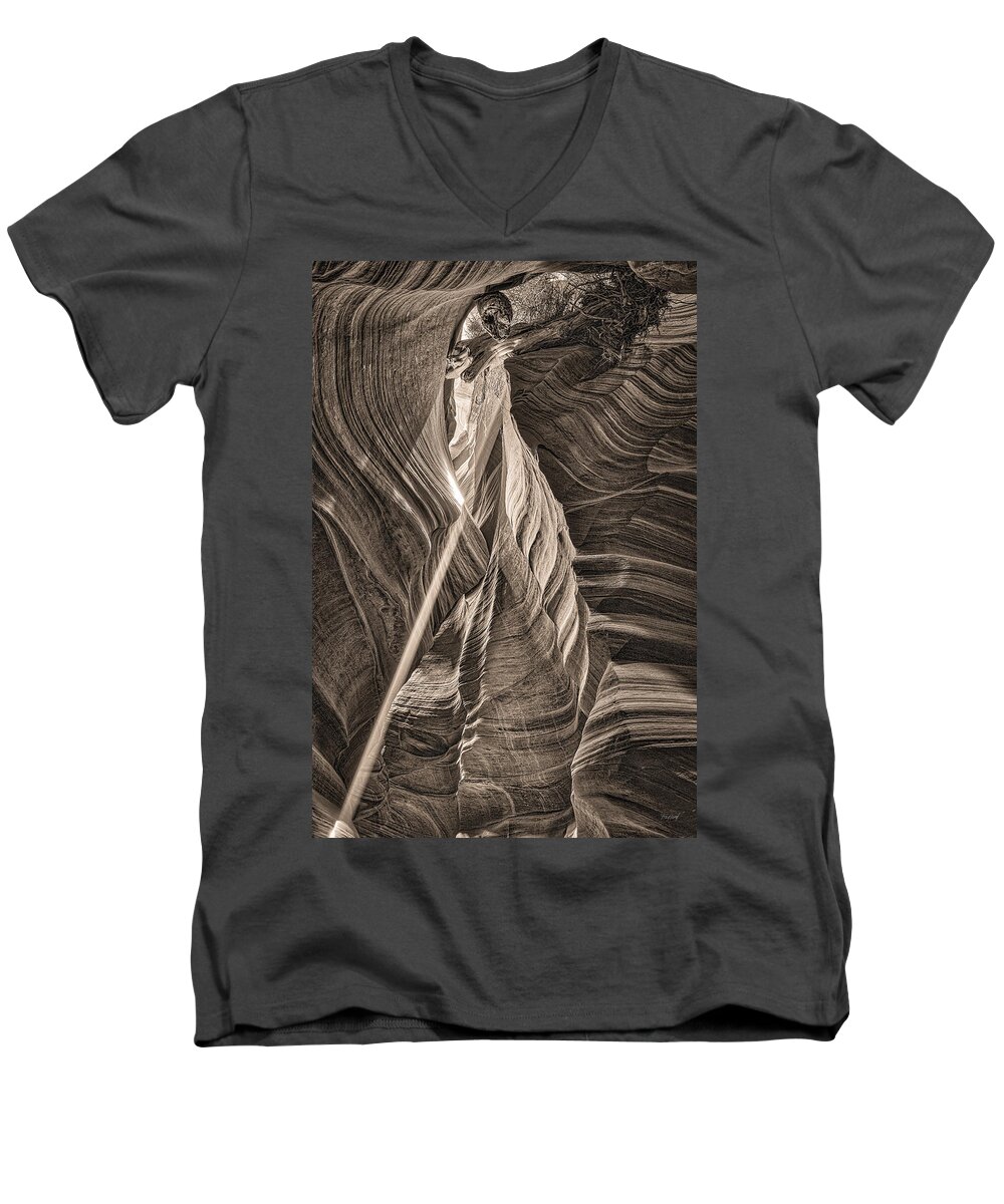 Antelope Men's V-Neck T-Shirt featuring the photograph Light Beam by Fred J Lord