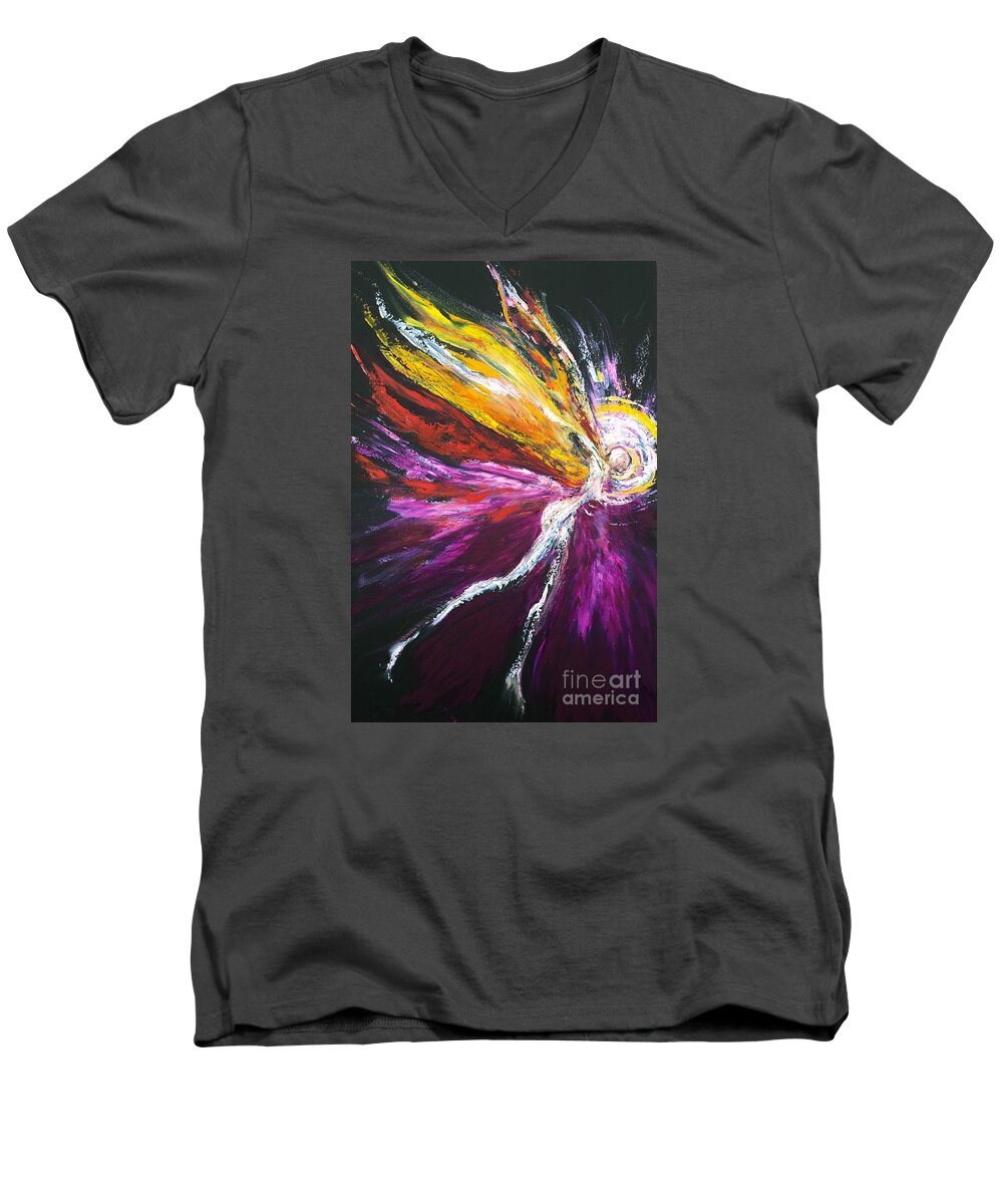 Angel Men's V-Neck T-Shirt featuring the painting Light Fairy by Marat Essex