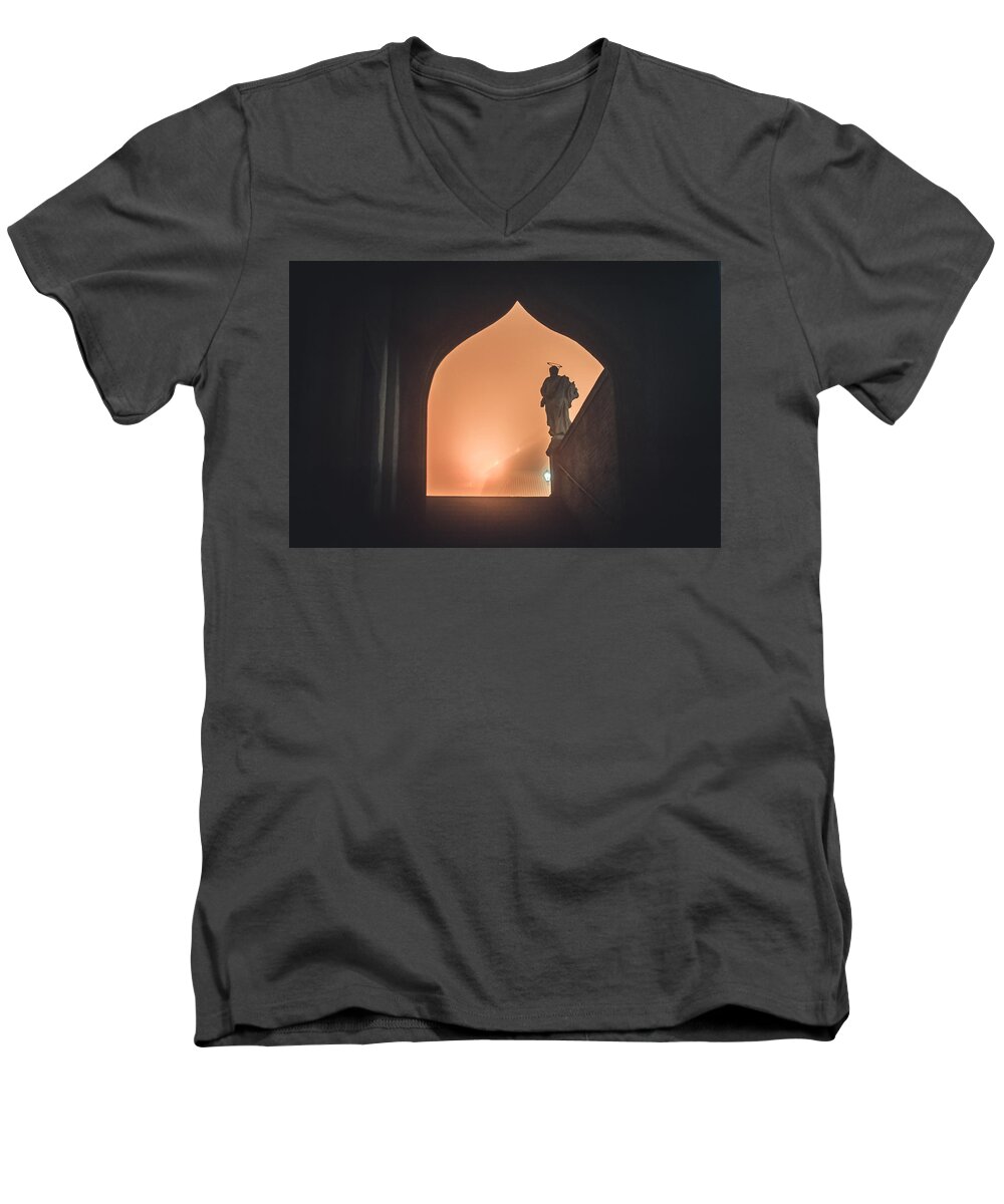 Mystery Men's V-Neck T-Shirt featuring the photograph Light of Cathedral by Jenny Rainbow