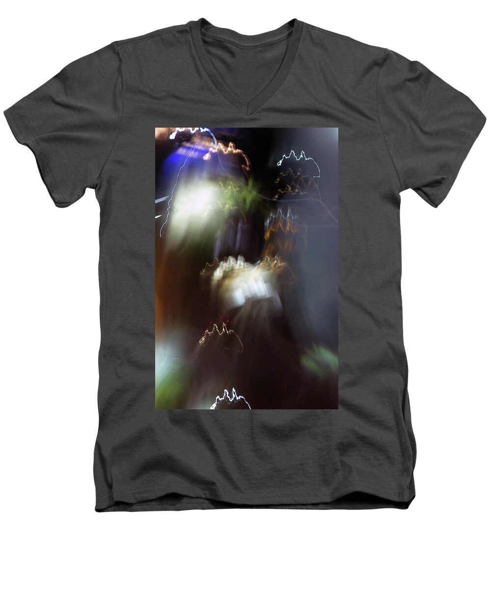 Corday Men's V-Neck T-Shirt featuring the photograph Light Paintings - No 4 - Source Energy by Kathy Corday