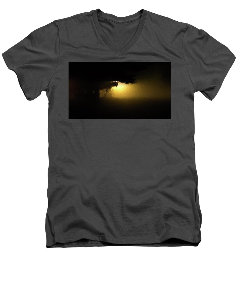 Yellow Men's V-Neck T-Shirt featuring the digital art Light Through the Tree by Leeon Photo